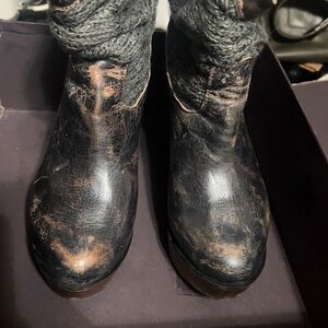 Distressed Black and Brown Boots